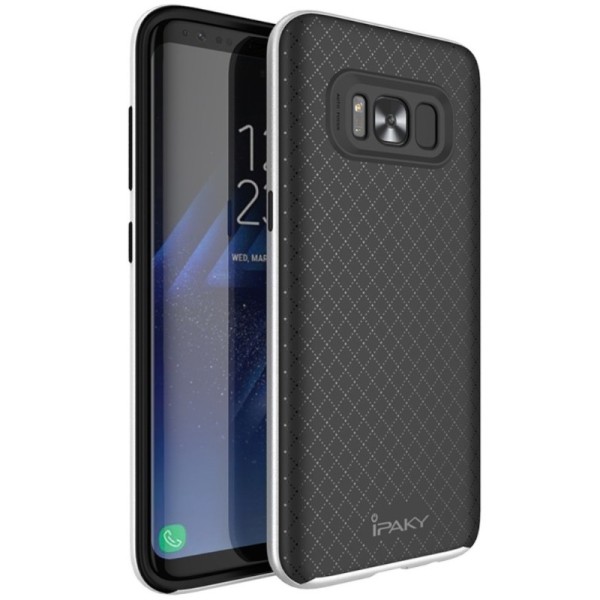 „IPAKY“ kieto silikono (TPU) dėklas - juodas / sidabrinis (Galaxy S8+)