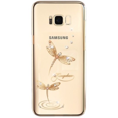 Samsung Galaxy S8+ (G955) Kingxbar Crystal Icon Pro Dragonfly Swarovski plastikinis skaidrus permatomas auksinis dėklas su krist