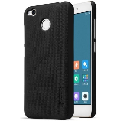 Xiaomi Redmi 4X Nillkin Frosted Shield juodas plastikinis dėklas + apsauginė ekrano plėvelė / Priedai.lt