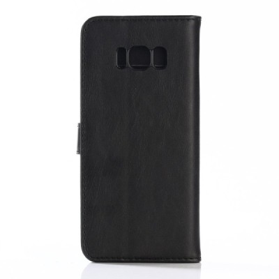 Samsung Galaxy S8 (G950) atverčiamas juodas odinis retro dėklas - piniginė / Priedai.lt