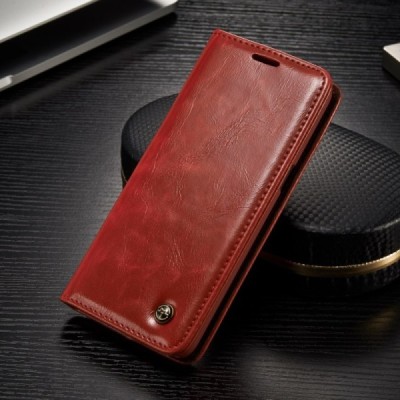 Samsung Galaxy S8 (G950) „CaseMe“ solidus atverčiamas raudonas odinis dėklas - knygutė / Priedai.lt