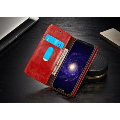 Samsung Galaxy S8 (G950) „CaseMe“ solidus atverčiamas raudonas odinis dėklas - knygutė / Priedai.lt