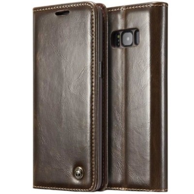 Samsung Galaxy S8 (G950) „CaseMe“ solidus atverčiamas rudas odinis dėklas - knygutė / Priedai.lt