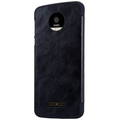 Prabangus „Nillkin“ Qin serijos juodas odinis atverčiamas Motorola Moto Z (Moto Z Droid) dėklas - knygutė / Priedai.lt