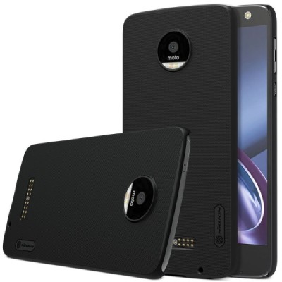 Motorola Moto Z (Moto Z Droid) Nillkin Frosted Shield juodas plastikinis dėklas + apsauginė ekrano plėvelė / Priedai.lt