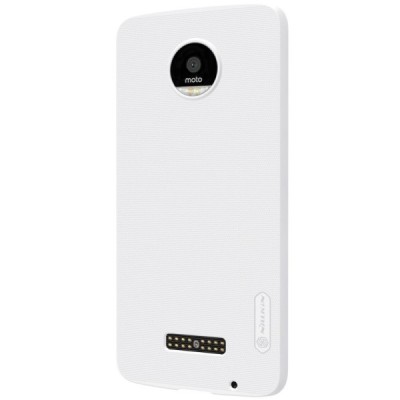 Motorola Moto Z (Moto Z Droid) Nillkin Frosted Shield baltas plastikinis dėklas + apsauginė ekrano plėvelė / Priedai.lt