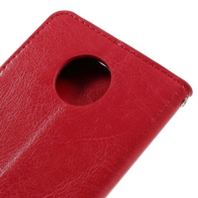 Motorola Moto Z (Moto Z Droid) atverčiamas raudonas odinis dėklas - piniginė / Priedai.lt
