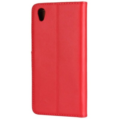Sony Xperia L1 (G3311, G3312, G3313) atverčiamas raudonas odinis dėklas - piniginė / Priedai.lt