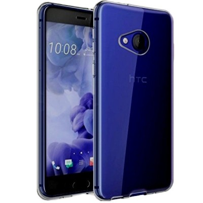 HTC U Play (Alpine) skaidrus (permatomas) kieto silikono TPU ploniausias pasaulyje pilkas dėklas / Priedai.lt