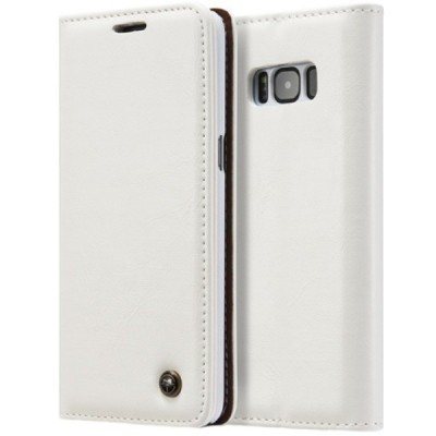 Samsung Galaxy S8+ (G955) „CaseMe“ solidus atverčiamas baltas odinis dėklas - knygutė / Priedai.lt