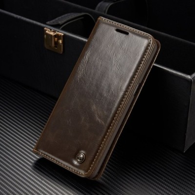 Samsung Galaxy S8+ (G955) „CaseMe“ solidus atverčiamas rudas odinis dėklas - knygutė / Priedai.lt