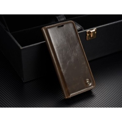 Samsung Galaxy S8+ (G955) „CaseMe“ solidus atverčiamas rudas odinis dėklas - knygutė / Priedai.lt