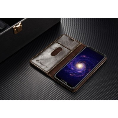 Samsung Galaxy S8+ (G955) „CaseMe“ solidus atverčiamas rudas odinis dėklas - knygutė / Priedai.lt