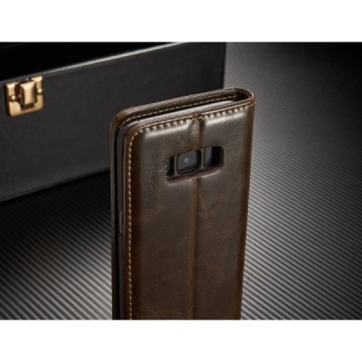 Samsung Galaxy S8+ (G955) „CaseMe“ solidus atverčiamas rudas odinis dėklas - knygutė / Priedai.lt