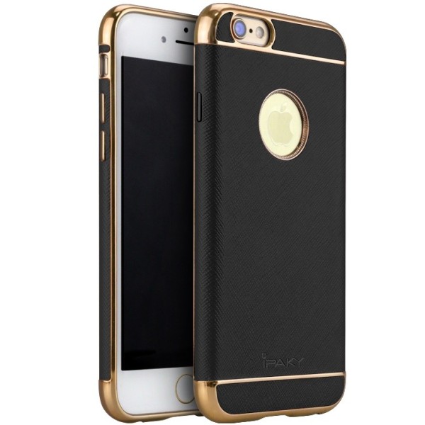 „IPAKY“ Luxury kieto silikono (TPU) dėklas - juodas / auksinis (iPhone 6 / 6s)