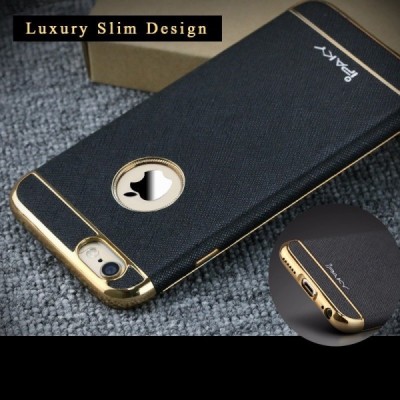 Apple iPhone 6 / 6s „IPAKY“ Luxury kieto silikono TPU juodas (auksiniais apvadais) dėklas - nugarėlė / Priedai.lt