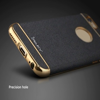 Apple iPhone 6 / 6s „IPAKY“ Luxury kieto silikono TPU juodas (auksiniais apvadais) dėklas - nugarėlė / Priedai.lt