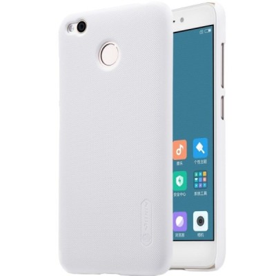Xiaomi Redmi 4X Nillkin Frosted Shield baltas plastikinis dėklas + apsauginė ekrano plėvelė / Priedai.lt