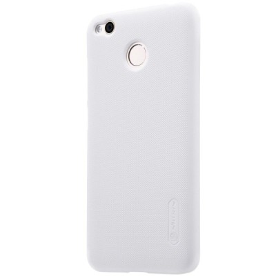 Xiaomi Redmi 4X Nillkin Frosted Shield baltas plastikinis dėklas + apsauginė ekrano plėvelė / Priedai.lt