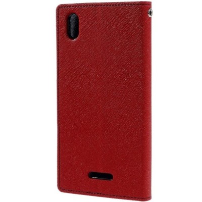 Sony Xperia T3  Mercury raudonas atverčiamas dėklas - piniginė / Priedai.lt