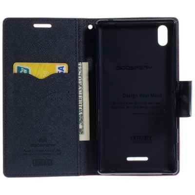 Sony Xperia T3  Mercury raudonas atverčiamas dėklas - piniginė / Priedai.lt
