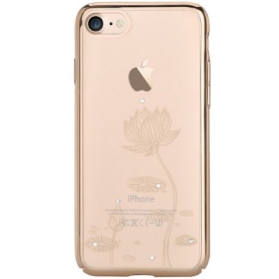 Apple iPhone 7 (iPhone 8) Devia Crystal Lotus Swarovski plastikinis skaidrus permatomas auksinis dėklas su kristalais / Priedai.