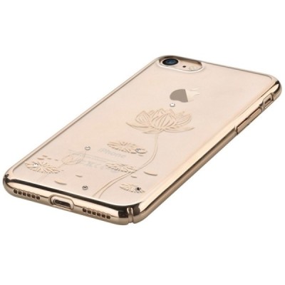 Apple iPhone 7 (iPhone 8) Devia Crystal Lotus Swarovski plastikinis skaidrus permatomas auksinis dėklas su kristalais / Priedai.