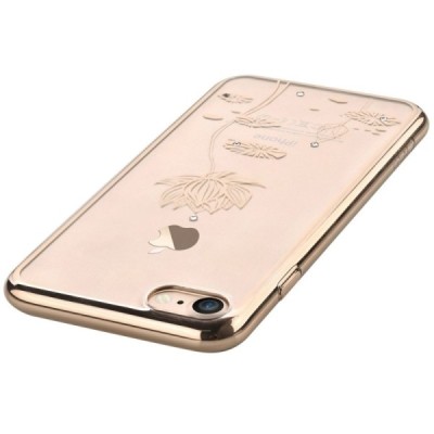 Apple iPhone 7 (iPhone 8) Devia Crystal Lotus Swarovski plastikinis skaidrus permatomas auksinis dėklas su kristalais / Priedai.