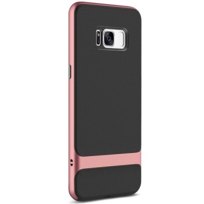 „Rock“ Royce sustiprintos apsaugos Samsung Galaxy S8 (G955) juodas rožinės spalvos apvadais kieto silikono (TPU) ir plastiko dėk