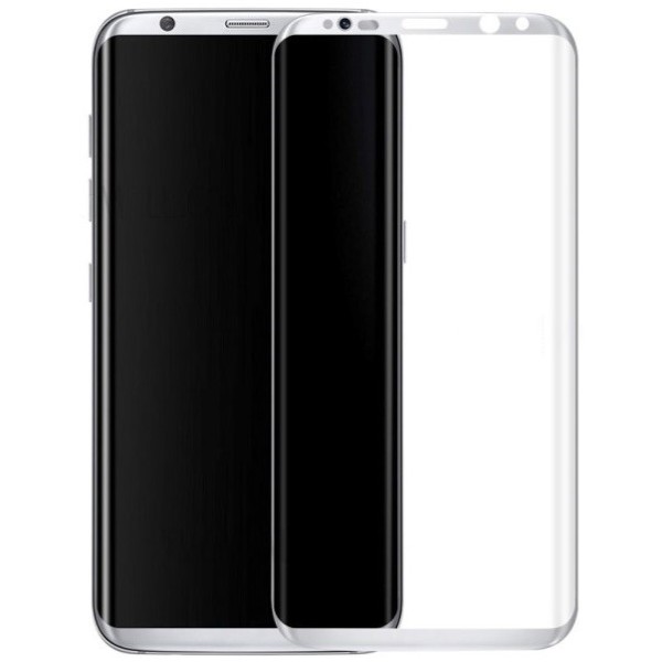 „Calans“ 9H Tempered Glass pilnai dengiantis apsauginis ekrano stiklas 0.2 mm - sidabrinis (Galaxy S8+)