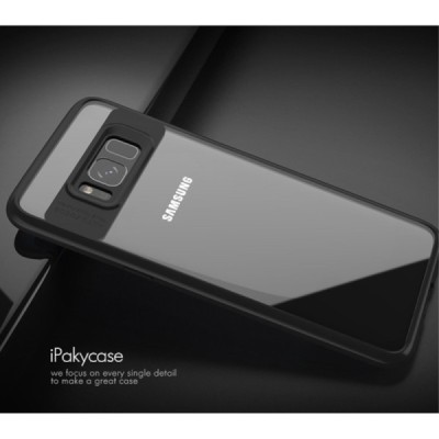 „IPAKY“ Frame Samsung Galaxy S8 (G955) skaidrus juodos spalvos apvadais kieto silikono (TPU) dėklas / Priedai.lt