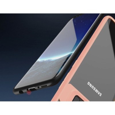 „IPAKY“ Frame Samsung Galaxy S8 (G955) skaidrus rožinės spalvos apvadais kieto silikono (TPU) dėklas / Priedai.lt