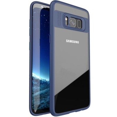 „IPAKY“ Frame Samsung Galaxy S8 (G955) skaidrus mėlynos spalvos apvadais kieto silikono (TPU) dėklas / Priedai.lt