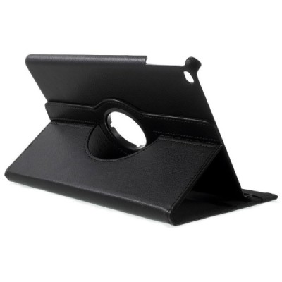 Apple iPad 9.7" 2017 (iPad 9.7" 2018) atverčiamas, sukiojamas 360 laipsnių, juodas odinis dėklas - stovas / Priedai.lt