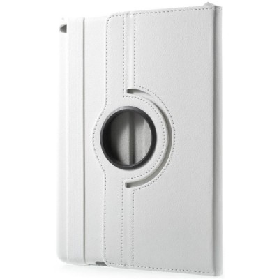 Apple iPad 9.7" 2017 (iPad 9.7" 2018) atverčiamas, sukiojamas 360 laipsnių, baltas odinis dėklas - stovas / Priedai.lt
