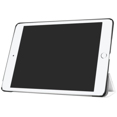Apple iPad 9.7" 2017 (iPad 9.7" 2018) atverčiamas baltas odinis dėklas - knygutė / Priedai.lt