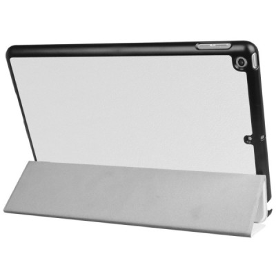 Apple iPad 9.7" 2017 (iPad 9.7" 2018) atverčiamas baltas odinis dėklas - knygutė / Priedai.lt