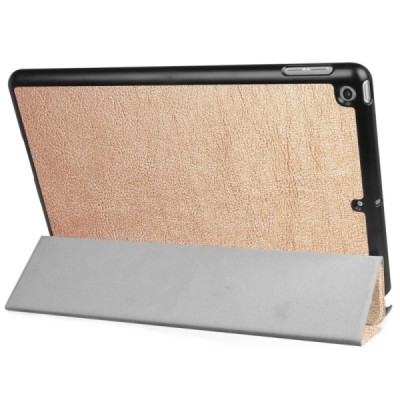 Apple iPad 9.7" 2017 (iPad 9.7" 2018) atverčiamas auksinis odinis dėklas - knygutė / Priedai.lt