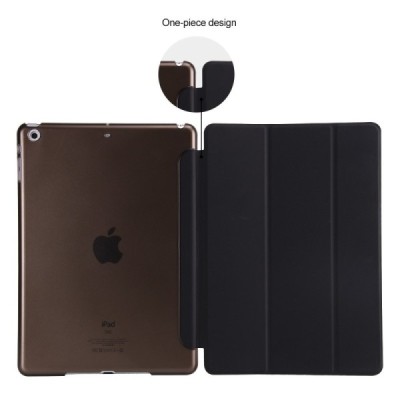 Apple iPad 9.7" 2017 (iPad 9.7" 2018) atverčiamas juodas slim case odinis dėklas - knygutė / Priedai.lt