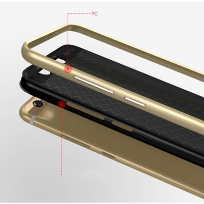 Huawei P10 Plus „IPAKY“ kieto silikono TPU juodas (auksiniais apvadais) dėklas - nugarėlė / Priedai.lt