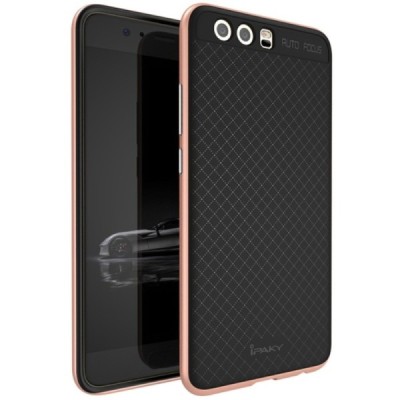 Huawei P10 Plus „IPAKY“ kieto silikono TPU juodas (rožiniais apvadais) dėklas - nugarėlė / Priedai.lt