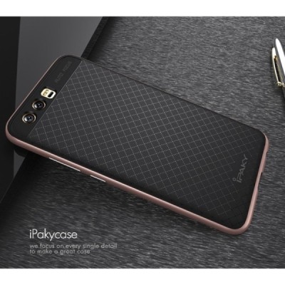 Huawei P10 Plus „IPAKY“ kieto silikono TPU juodas (rožiniais apvadais) dėklas - nugarėlė / Priedai.lt
