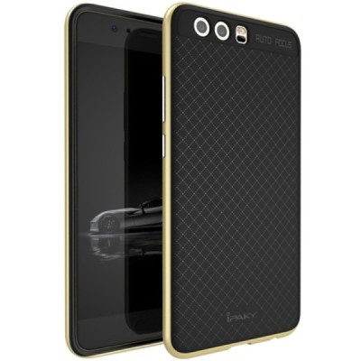 Huawei P10 (Huawei Ascend P10) „IPAKY“ kieto silikono TPU juodas (auksiniais apvadais) dėklas - nugarėlė / Priedai.lt
