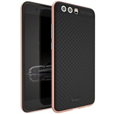 Huawei P10 (Huawei Ascend P10) „IPAKY“ kieto silikono TPU juodas (rožiniais apvadais) dėklas - nugarėlė / Priedai.lt