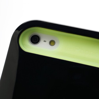 Juodas tamsoje šviečiantis „i-Glow“ silikoninis, plastikinis Apple iPhone SE (5, 5s) dėklas (dėkliukas) / Priedai.lt