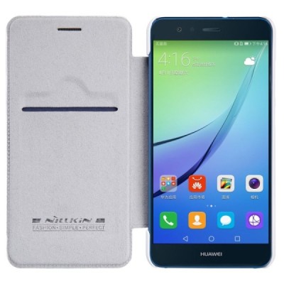 Prabangus „Nillkin“ Qin serijos baltas odinis atverčiamas Huawei P10 Lite dėklas - knygutė / Priedai.lt