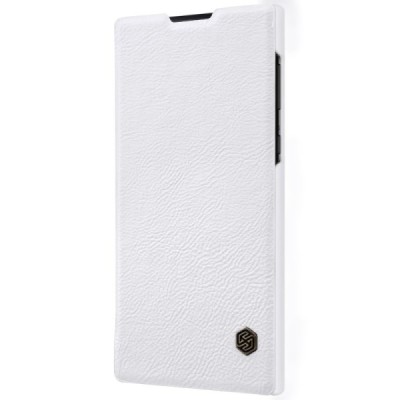 Prabangus „Nillkin“ Qin serijos baltas odinis atverčiamas Sony Xperia L1 (G3311, G3312, G3313) dėklas / Priedai.lt