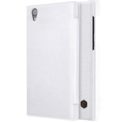 Prabangus „Nillkin“ Qin serijos baltas odinis atverčiamas Sony Xperia L1 (G3311, G3312, G3313) dėklas / Priedai.lt