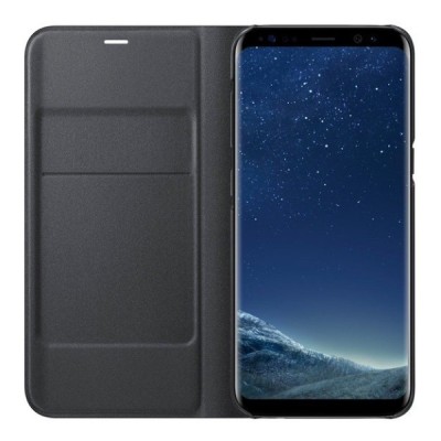Samsung Galaxy S8+ (G955) originalus Led View Cover atverčiamas juodas odinis dėklas - piniginė / Priedai.lt