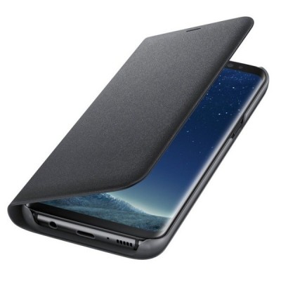 Samsung Galaxy S8+ (G955) originalus Led View Cover atverčiamas juodas odinis dėklas - piniginė / Priedai.lt